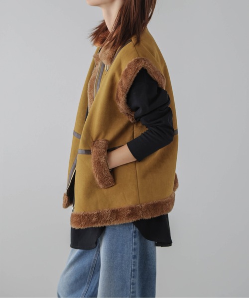 AMELY(エミリー)の「エコファームートンベスト(ベスト・レディース・ベージュ/ブラック/マスタード・フリー)」の18枚目の写真