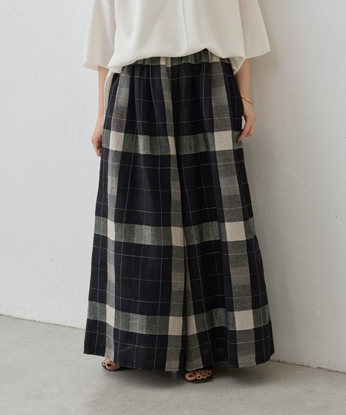 BEARDSLEY（ビアズリー）の「リネンチェックパンツ（その他パンツ・レディース・ベージュ/ブラック・FREE）」の3枚目の写真