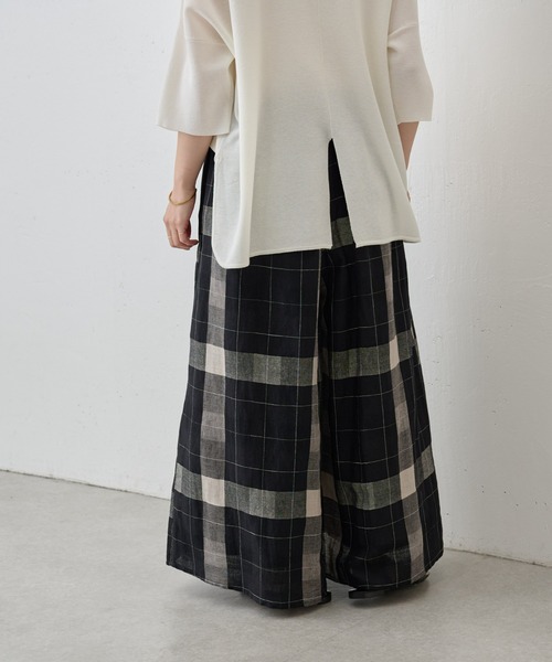 BEARDSLEY（ビアズリー）の「リネンチェックパンツ（その他パンツ・レディース・ベージュ/ブラック・FREE）」の5枚目の写真