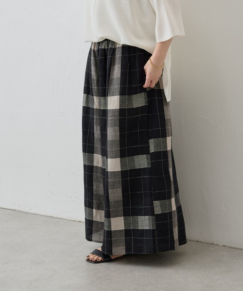 BEARDSLEY（ビアズリー）の「リネンチェックパンツ（その他パンツ・レディース・ベージュ/ブラック・FREE）」の6枚目の写真