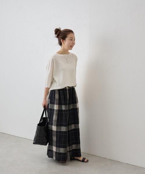 BEARDSLEY（ビアズリー）の「リネンチェックパンツ（その他パンツ・レディース・ベージュ/ブラック・FREE）」の9枚目の写真