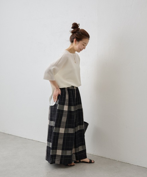 BEARDSLEY（ビアズリー）の「リネンチェックパンツ（その他パンツ・レディース・ベージュ/ブラック・FREE）」の10枚目の写真