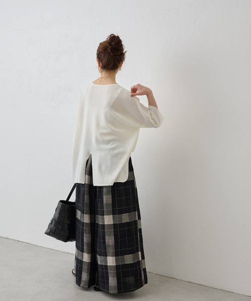 BEARDSLEY（ビアズリー）の「リネンチェックパンツ（その他パンツ・レディース・ベージュ/ブラック・FREE）」の11枚目の写真