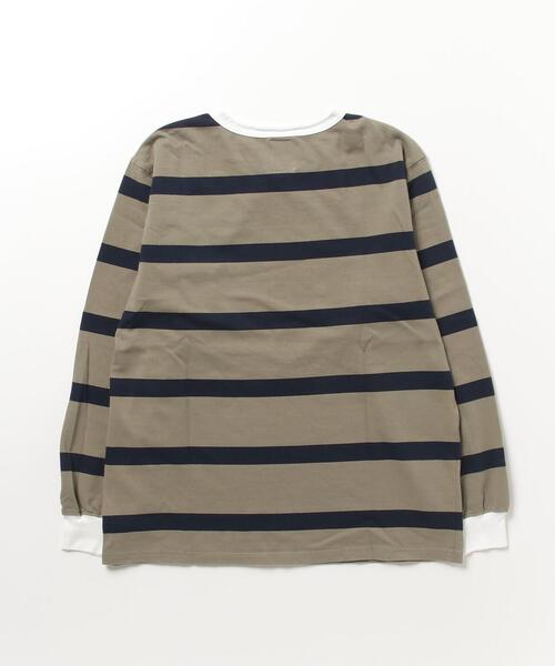BEAVER(ビーバー)の「B omnivore/ビーオムニボー Fat Border Tee(Tシャツ/カットソー・メンズ・モスグリーン/ネイビー/キャメル/ホワイト・L/M)」の1枚目の写真