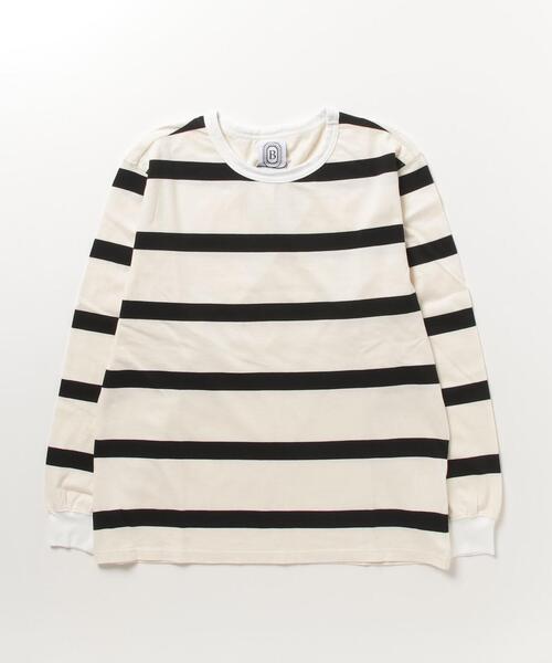 BEAVER(ビーバー)の「B omnivore/ビーオムニボー Fat Border Tee(Tシャツ/カットソー・メンズ・モスグリーン/ネイビー/キャメル/ホワイト・L/M)」の8枚目の写真