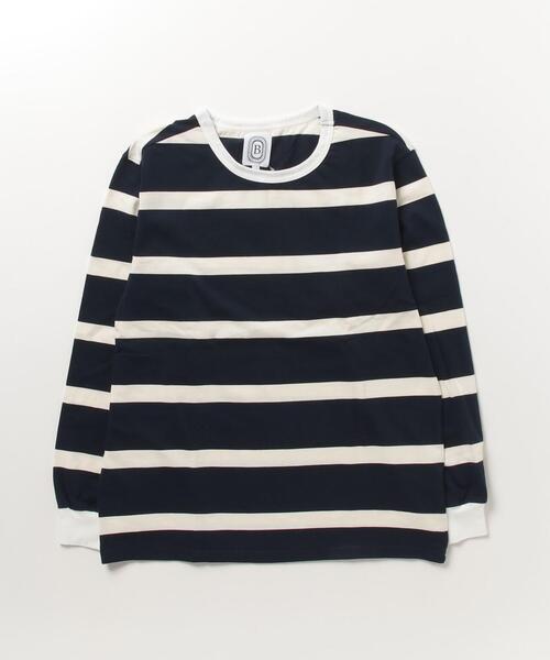 BEAVER(ビーバー)の「B omnivore/ビーオムニボー Fat Border Tee(Tシャツ/カットソー・メンズ・モスグリーン/ネイビー/キャメル/ホワイト・L/M)」の7枚目の写真