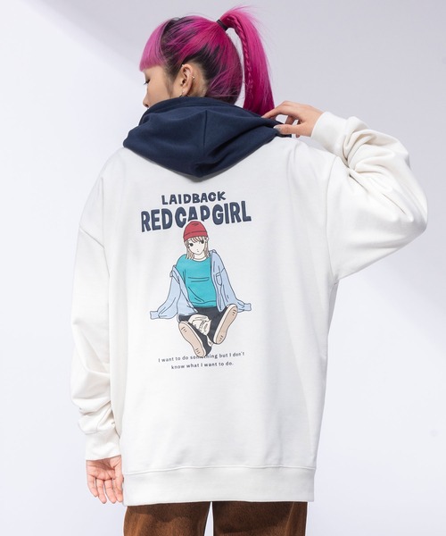 Red Cap Girl（レッドキャプガール）の「Red Cap Girl バックプリント プルオーバー パーカー（パーカー・メンズ・グレー/アイボリー/ダークグレー/ネイビー・M/L/LL）」の2枚目の写真
