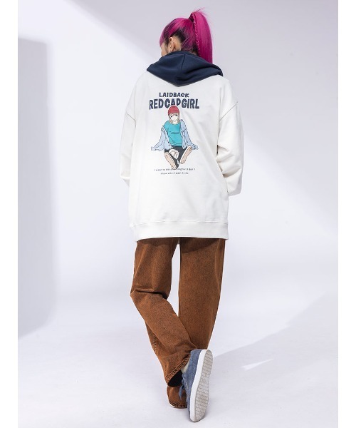 Red Cap Girl（レッドキャプガール）の「Red Cap Girl バックプリント プルオーバー パーカー（パーカー・メンズ・グレー/アイボリー/ダークグレー/ネイビー・M/L/LL）」の8枚目の写真