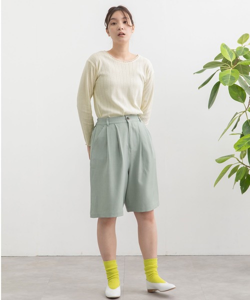 POU DOU DOU(プードゥドゥ)の「パターンメッシュトップス(Tシャツ/カットソー・レディース・ライトブルー/アイボリー/グレー・3)」の11枚目の写真