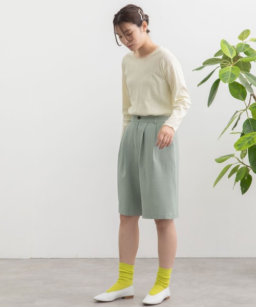 POU DOU DOU(プードゥドゥ)の「パターンメッシュトップス(Tシャツ/カットソー・レディース・ライトブルー/アイボリー/グレー・3)」の12枚目の写真