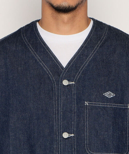 ジャケット・アウター gold button collarless denim jacket M4BN46D5HS1-GJSE-ALT6