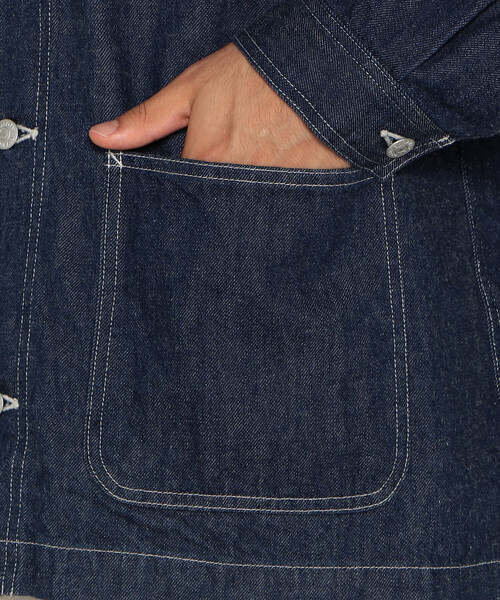 ダントン MEN'S DENIM COLLARLESS JACKET Danton 11oz Denim Collarless Jacket Indigo