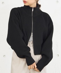 [丈が選べる]畦編みダブルジップブルゾン