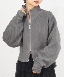 [丈が選べる]畦編みダブルジップブルゾン