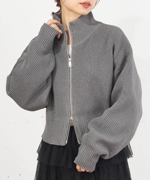 tiptop（ティップトップ）の「[丈が選べる]畦編みダブルジップブルゾン