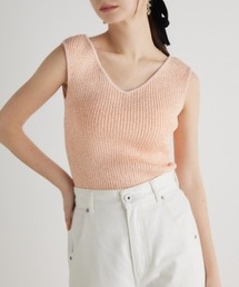 rienda（リエンダ）の「スパンコールVネックニットトップス 夏服（ニット/セーター）」