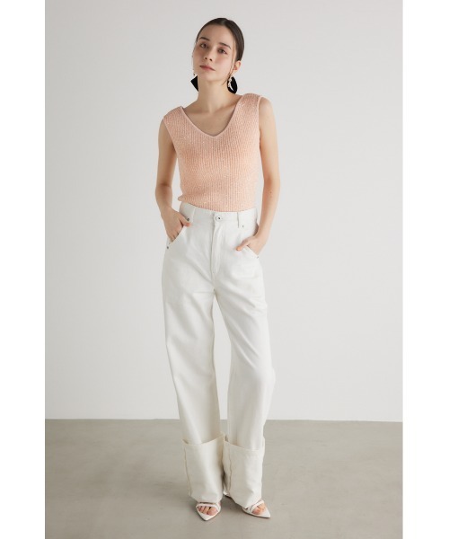 rienda（リエンダ）の「スパンコールVネックニットトップス 夏服（ニット/セーター・レディース・ホワイト/ブラック/ブルー/オレンジ系その他・FREE）」の11枚目の写真