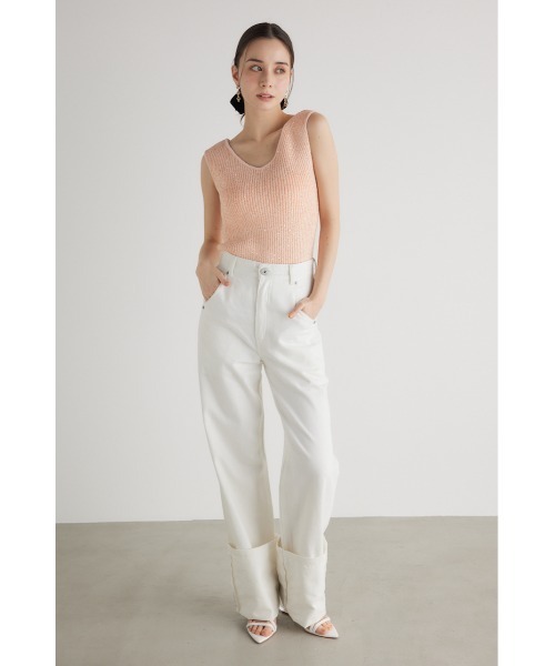 rienda（リエンダ）の「スパンコールVネックニットトップス 夏服（ニット/セーター・レディース・ホワイト/ブラック/ブルー/オレンジ系その他・FREE）」の12枚目の写真