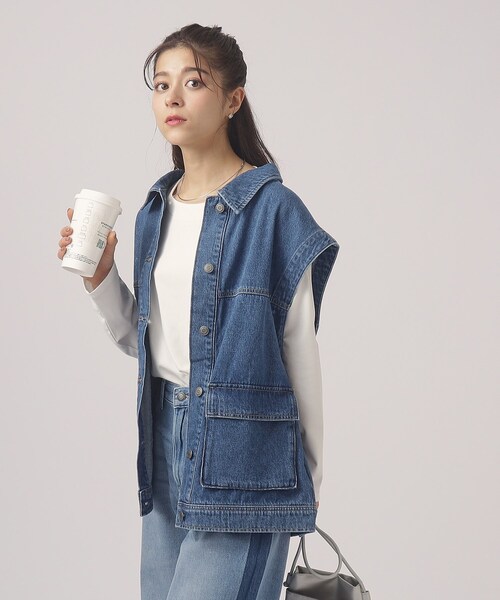 Cutie Blonde（キューティーブロンド）の「◆【洗える】即、こなれ見え。デニムミリタリーベスト（ベスト・レディース・ライトブルー/ブラック/ブルー・00）」の3枚目の写真