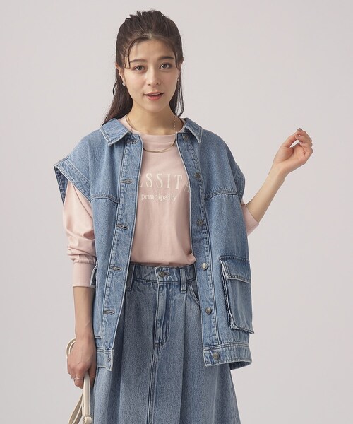 Cutie Blonde（キューティーブロンド）の「◆【洗える】即、こなれ見え。デニムミリタリーベスト（ベスト・レディース・ライトブルー/ブラック/ブルー・00）」の14枚目の写真