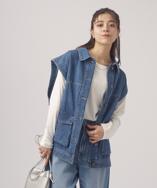 Cutie Blonde（キューティーブロンド）の「◆【洗える】即、こなれ見え。デニムミリタリーベスト（ベスト・レディース・ライトブルー/ブラック/ブルー・00）」の18枚目の写真