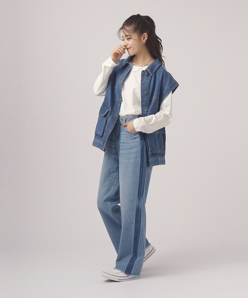 Cutie Blonde（キューティーブロンド）の「◆【洗える】即、こなれ見え。デニムミリタリーベスト（ベスト・レディース・ライトブルー/ブラック/ブルー・00）」の20枚目の写真