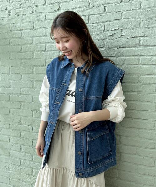 Cutie Blonde（キューティーブロンド）の「◆【洗える】即、こなれ見え。デニムミリタリーベスト（ベスト・レディース・ライトブルー/ブラック/ブルー・00）」の6枚目の写真