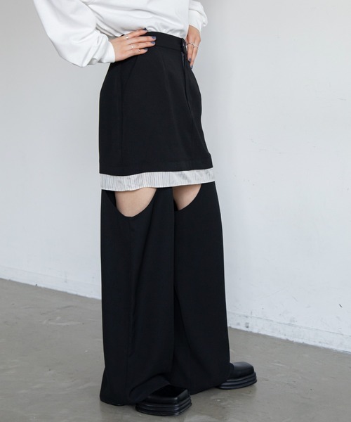 VACANCY(ヴァカンシー)の「レイヤードスカートパンツ(スカート・レディース・ブラック/グレー・MEDIUM/SMALL/LARGE)」の6枚目の写真
