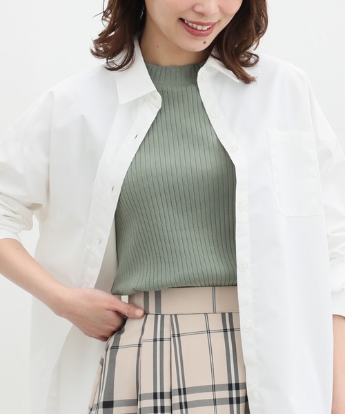 Honeys（ハニーズ）の「ハイネックテレコタンクトップ（タンクトップ・レディース・ダークベージュ/コーラルピンク/ライトカーキ/ブラック/オフホワイト/イエロー系その他・S/M/L/LL）」の4枚目の写真