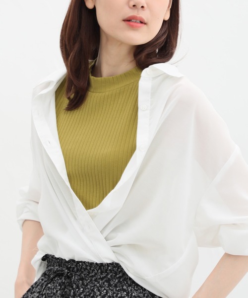 Honeys（ハニーズ）の「ハイネックテレコタンクトップ（タンクトップ・レディース・ダークベージュ/コーラルピンク/ライトカーキ/ブラック/オフホワイト/イエロー系その他・S/M/L/LL）」の5枚目の写真