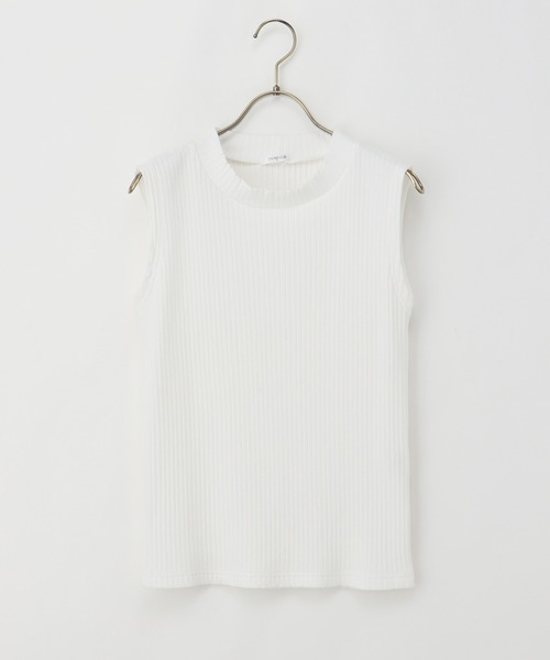 Honeys（ハニーズ）の「ハイネックテレコタンクトップ（タンクトップ・レディース・ダークベージュ/コーラルピンク/ライトカーキ/ブラック/オフホワイト/イエロー系その他・S/M/L/LL）」の9枚目の写真