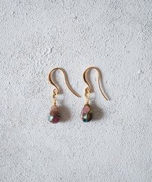 【SHAHA】《SHAHA》16Kゴールドプレート/シンプル/コンポジットストーン/フックピアス(MA)