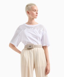 ARMANI EXCHANGE | 【A|X アルマーニ エクスチェンジ】デコルテメッシュ　半袖クルーネッククロップドTシャツ/CROPPED(Tシャツ/カットソー)