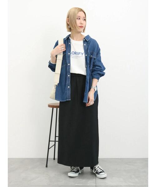 Samansa Mos2 blue（サマンサモスモスブルー）の「膨れジャカードナロースカート（スカート・レディース・ブラック/ブルー/グレー/キナリ・F）」の13枚目の写真