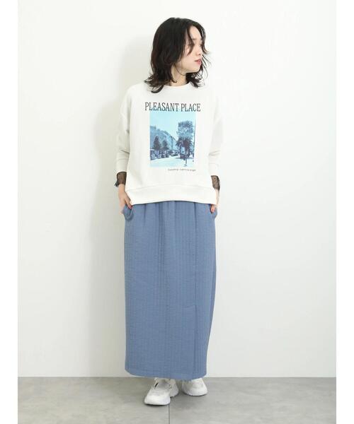 Samansa Mos2 blue（サマンサモスモスブルー）の「膨れジャカードナロースカート（スカート・レディース・ブラック/ブルー/グレー/キナリ・F）」の16枚目の写真