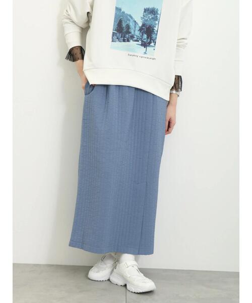 Samansa Mos2 blue（サマンサモスモスブルー）の「膨れジャカードナロースカート（スカート・レディース・ブラック/ブルー/グレー/キナリ・F）」の19枚目の写真