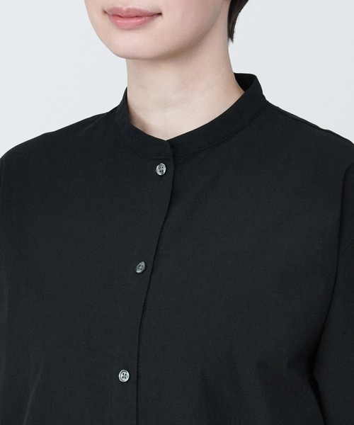 無印良品(ムジルシリョウヒン)の「婦人 涼感 ブロードスタンドカラー半袖ワンピース(ワンピース・レディース・ホワイト/ブルー系9/ブラック・XL/L/M/S/XS)」の14枚目の写真