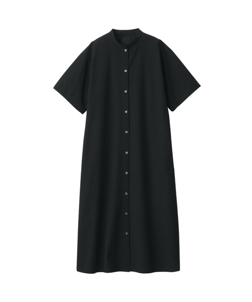 無印良品(ムジルシリョウヒン)の「婦人 涼感 ブロードスタンドカラー半袖ワンピース(ワンピース・レディース・ホワイト/ブルー系9/ブラック・XL/L/M/S/XS)」の16枚目の写真