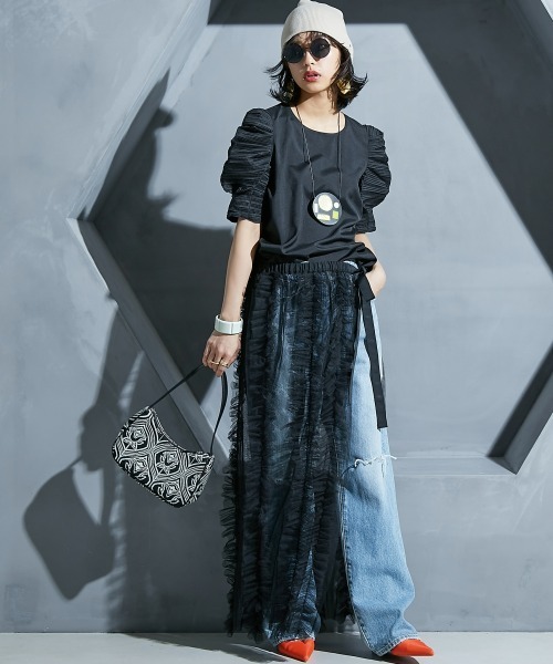 GEVS.（ジェイヴィス）の「 2点セット(チュールオーバースカート+インナータイトスカート) ＜大きいサイズ有＞GEVS.（スカート・レディース・ブラック/アイボリー・M/L/LL/3L/4L/5L）」の7枚目の写真