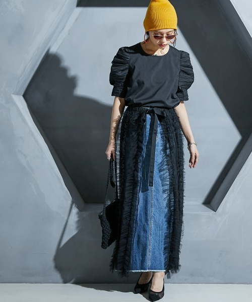 GEVS.（ジェイヴィス）の「 2点セット(チュールオーバースカート+インナータイトスカート) ＜大きいサイズ有＞GEVS.（スカート・レディース・ブラック/アイボリー・M/L/LL/3L/4L/5L）」の5枚目の写真