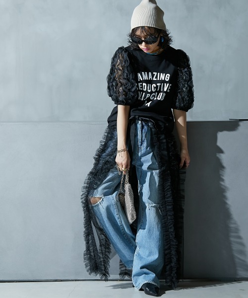 GEVS.（ジェイヴィス）の「 2点セット(チュールオーバースカート+インナータイトスカート) ＜大きいサイズ有＞GEVS.（スカート・レディース・ブラック/アイボリー・M/L/LL/3L/4L/5L）」の12枚目の写真