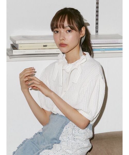 merry jenny（メリージェニー）の「ダブルリボンパフブラウス（シャツ/ブラウス・レディース・ブラック/オフホワイト・FREE）」の22枚目の写真