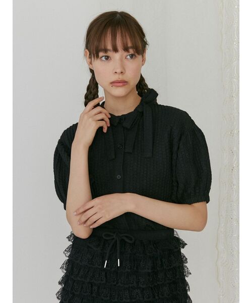 merry jenny（メリージェニー）の「ダブルリボンパフブラウス（シャツ/ブラウス・レディース・ブラック/オフホワイト・FREE）」の18枚目の写真