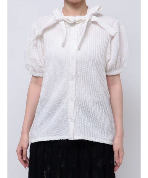merry jenny（メリージェニー）の「ダブルリボンパフブラウス（シャツ/ブラウス・レディース・ブラック/オフホワイト・FREE）」の16枚目の写真