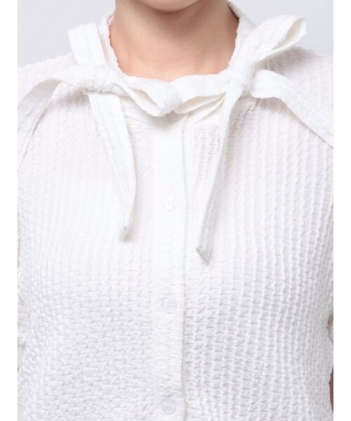 merry jenny（メリージェニー）の「ダブルリボンパフブラウス（シャツ/ブラウス・レディース・ブラック/オフホワイト・FREE）」の8枚目の写真