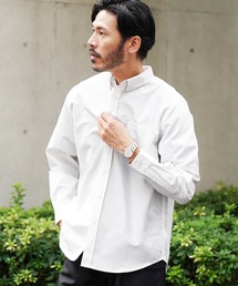 ボタンダウン無地オックスフォード長袖シャツ