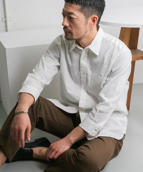 URBAN RESEARCH ROSSO MEN（アーバンリサーチロッソメン）の「『XLサイズあり』リネンレギュラーカラー七分袖シャツ（シャツ/ブラウス・メンズ・ネイビー/ストライプ/ホワイト/ナチュラル・SMALL/MEDIUM/LARGE/X-LARGE）」の5枚目の写真