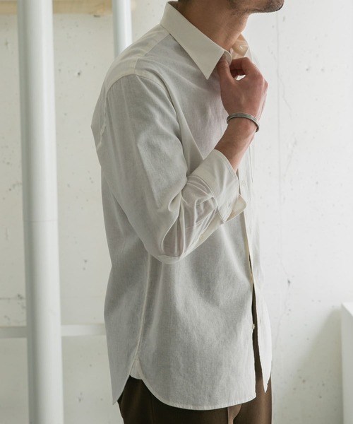 URBAN RESEARCH ROSSO MEN（アーバンリサーチロッソメン）の「『XLサイズあり』リネンレギュラーカラー七分袖シャツ（シャツ/ブラウス・メンズ・ネイビー/ストライプ/ホワイト/ナチュラル・SMALL/MEDIUM/LARGE/X-LARGE）」の7枚目の写真