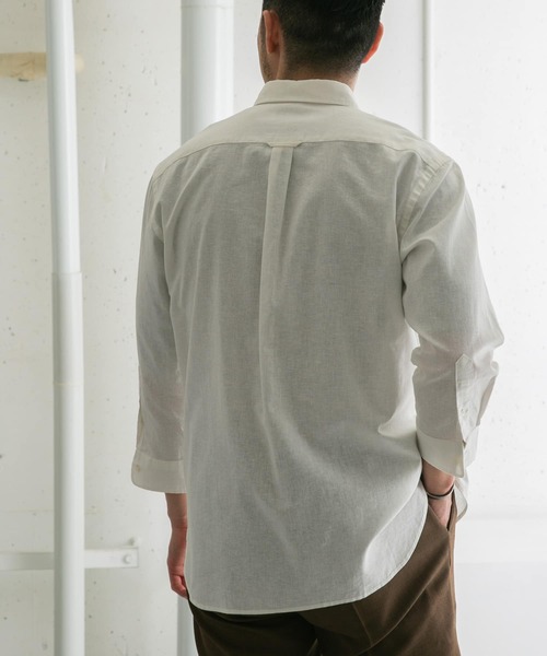 URBAN RESEARCH ROSSO MEN（アーバンリサーチロッソメン）の「『XLサイズあり』リネンレギュラーカラー七分袖シャツ（シャツ/ブラウス・メンズ・ネイビー/ストライプ/ホワイト/ナチュラル・SMALL/MEDIUM/LARGE/X-LARGE）」の8枚目の写真