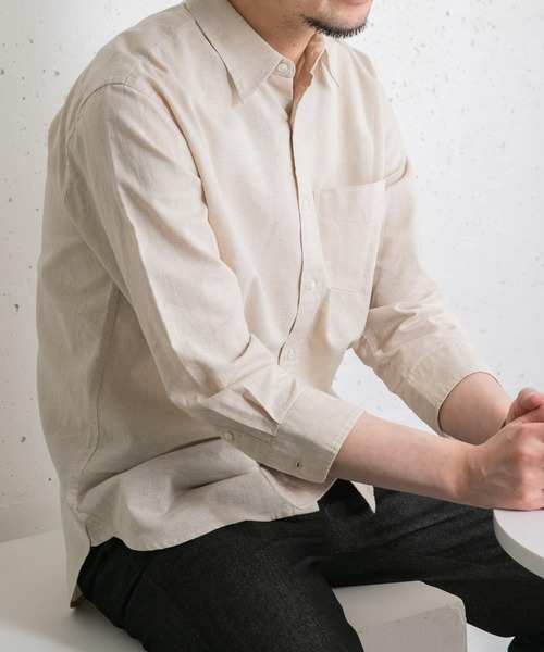 URBAN RESEARCH ROSSO MEN（アーバンリサーチロッソメン）の「『XLサイズあり』リネンレギュラーカラー七分袖シャツ（シャツ/ブラウス・メンズ・ネイビー/ストライプ/ホワイト/ナチュラル・SMALL/MEDIUM/LARGE/X-LARGE）」の15枚目の写真